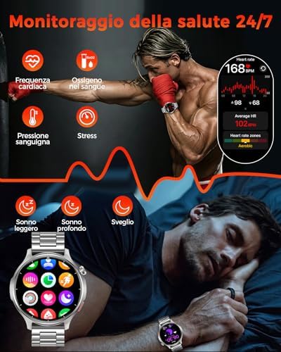 Smartwatch Uomo 1,52", Batteria da 1000 mAh, Chiamate Bluetooth