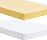 Dudu N Girlie Crib Fitted Sheets 40x90cm 2-Pack Cotton Jersey White Yellow