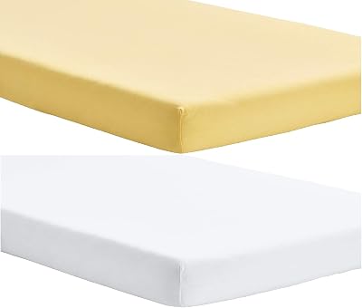 Dudu N Girlie Crib Fitted Sheets 40x90cm 2-Pack Cotton Jersey White Yellow
