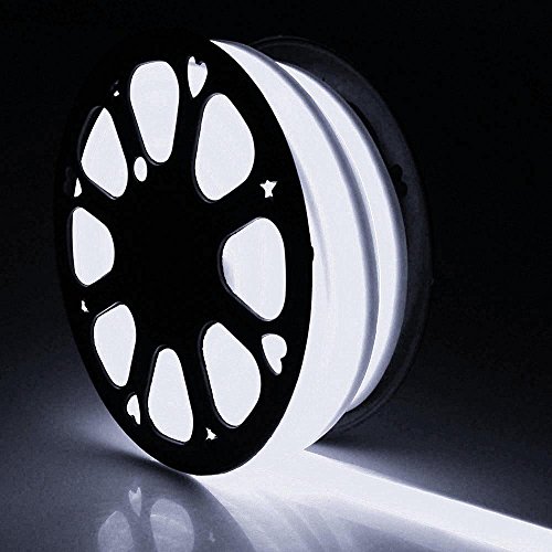 Flexible Cool White Illuminated LED Neon Rope Tube Light 50-foot 1200 Bulbs w/ Power Cord Connectors Holiday Home Bar Commercial Decorative Outdoor Lighting