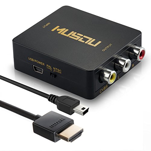 HDMI to RCA,Musou 1080P HDMI to 3RCA CVBS AV Composite Video Audio Converter Adapter Supports PAL/NTSC with USB Charge Cable and HDMI Cable for PC Laptop HDTV DVD-Black - Thumbnail 5
