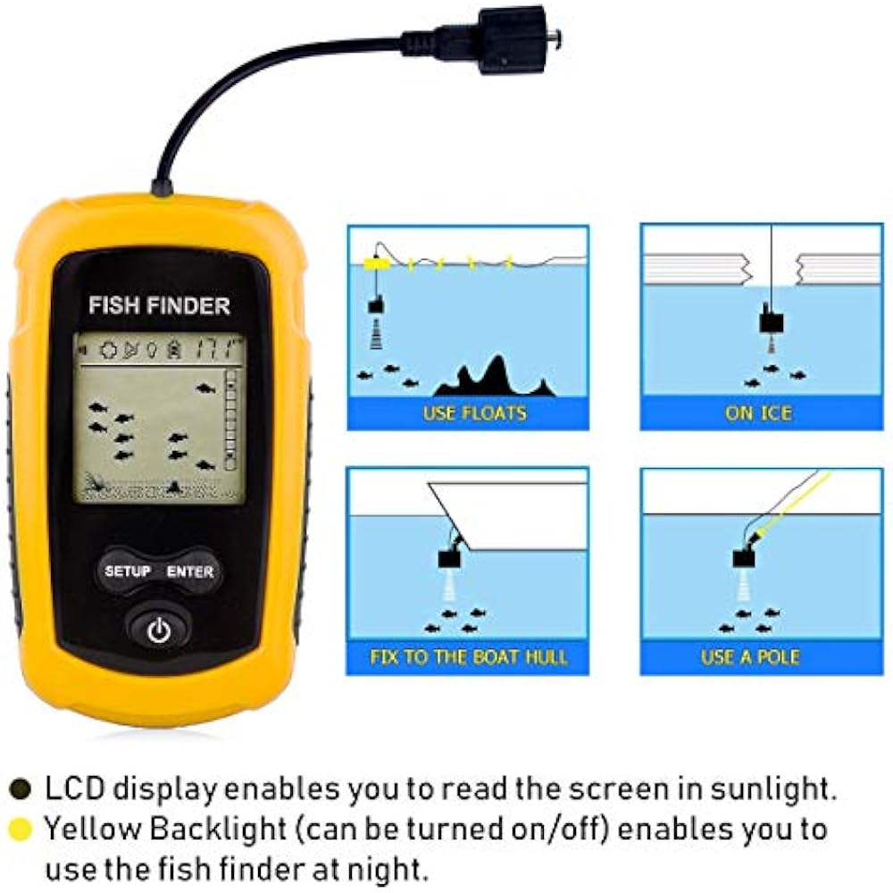 VTFF001 Portable Fish Finder, Handheld Fishfinder Depth With Sonar