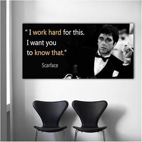 Amazon Com Tony Montana Portrait Wall Picture Canvas Painting Scarface Quotes Poster Extraordinary Wall Art Print For Living Room 50x100cm No Frame Posters Prints