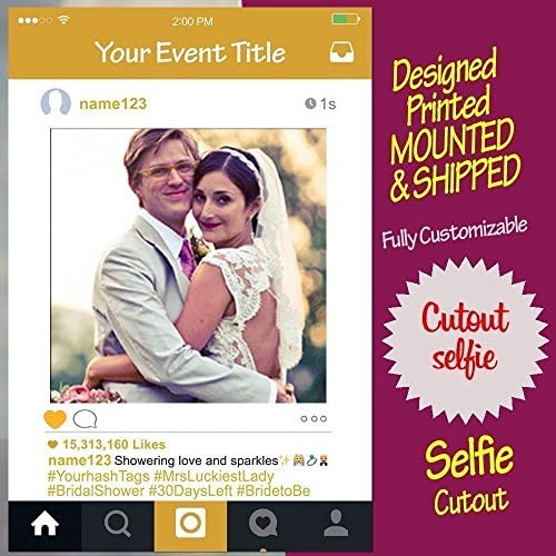 Gold Instagram Frame, Instagram prop for parties, Cutout, for birthday, weddings, bridal shower, baby shower [PRINTED, MOUNTED, SHIPPED, HIGH Quality, Multiple Sizes]