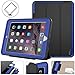 SEYMAC stock Case for iPad 2017/2018, Protective iPad 9.7 inch Smart Cover Auto Sleep Wake with Leather Stand Feature for 5th/6th Generation (A1822/A1823/A1893/A1954) New iPad (Black/Blue)