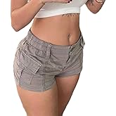 ONLYSTORY Womens Cargo Shorts Elastic Shorts Y2k E-Girl Slim Fit Cargo Shorts for Harajuku Streetwear