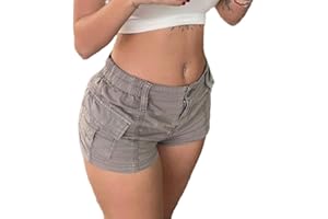 ONLYSTORY Womens Cargo Shorts Elastic Shorts Y2k E-Girl Slim Fit Cargo Shorts for Harajuku Streetwear