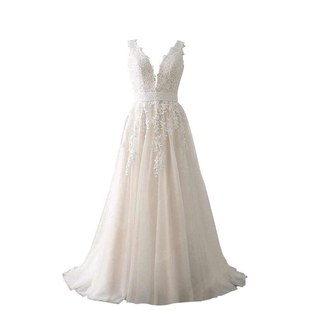 Abaowedding-Womens-Wedding-Dress-for-Bride-Lace-Applique-Evening-Dress-V-Neck-Straps-Ball-Gowns-Ivory-US-14