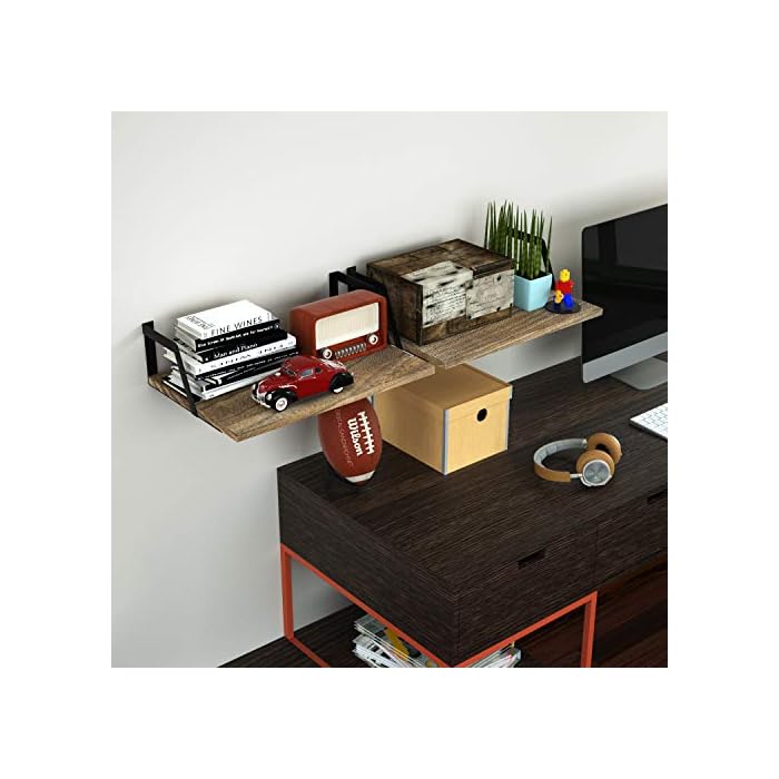 SRIWATANA Floating Shelves Wall Mounted Set of 2 Rustic Wood Shelves