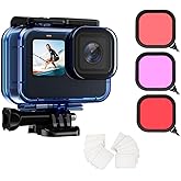 Waterproof Case with Dive Filters for GoPro Hero 13/12/11/10/9 Black - 60m/197ft Underwater Housing with Red & Magenta Filter