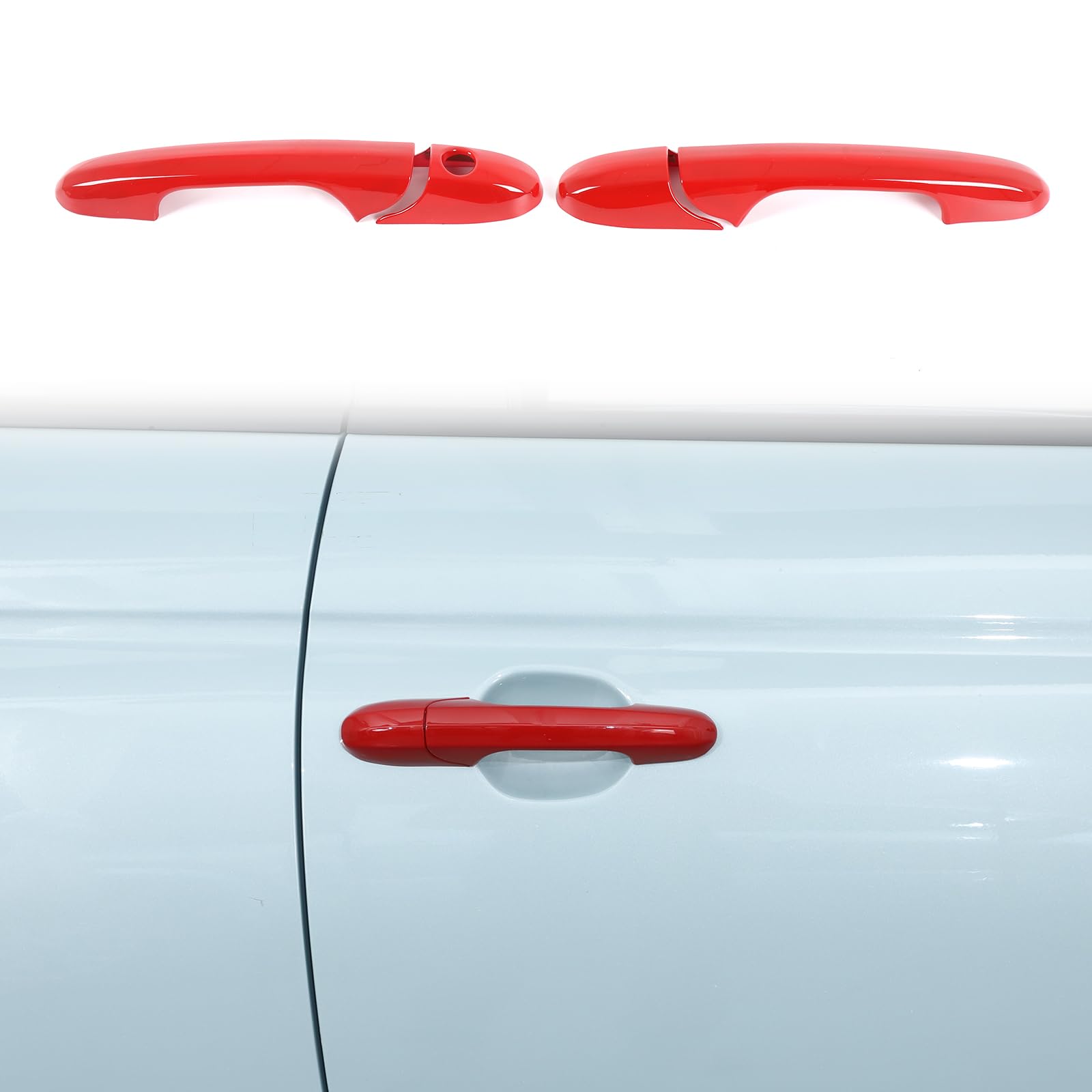 Photo 1 of HAPPYHORSE Car Exterior Door Handle Cover Compatible with Fiat 500 2007-2025 ABS Car Outer Door Handle Cover Exterior Door Handle Protective Cover Decoration Accessories (Sports red)