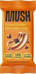 MUSH Protein Bar - Peanut Butter Chocolate Chip - 15g Protein, Good Source of Fiber, Gluten Free, No Refined Sugar, Sustained