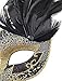 Awlsyj Women's Feather Masquerade Mask Venetian Halloween Mardi Gras Costumes Party Ball Prom Mask (Black)