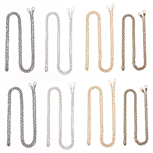 Bag Strap Chains Craftdady 8pcs Bag Purse Strap Link Chain Replacement 4 Colors Iron Oval Cable Chain Handbag Chain Accessories with Spring Hook Fastener, 47 Inch Length