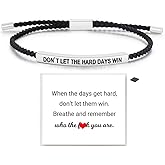 Dont Let The Hard Days Win Motivational Tube Bracelet For Women, Adjustable Hand Bradied Wrap Stainless Steel Inspirational Gifts Jewelry
