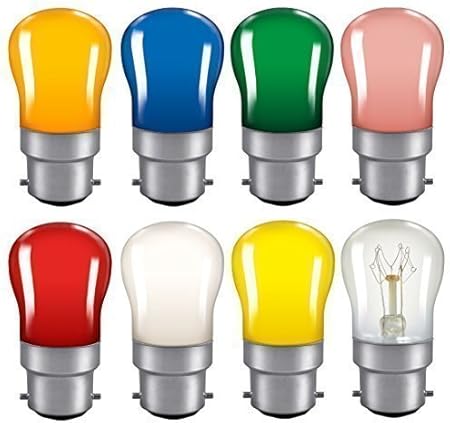 2x Coloured Pygmy 15W BC B22 Bayonet Cap Colour Light Bulb Sign Lamp