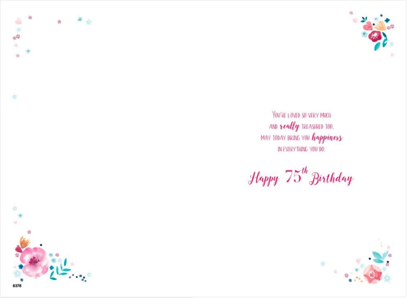 Happy 75th Birthday Mum Card, turquoise, approx 9 x 7 inches - Image 3