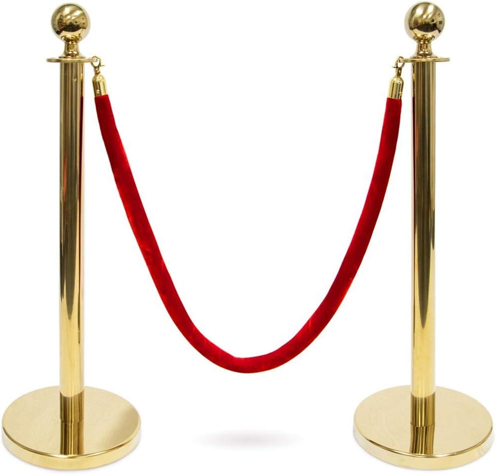 2Pcs Rope Safety Barriers, Stainless Steel Stanchions, Great for Home