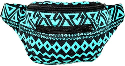 Santa Playa Native Tribal Aztec Party Fanny Pack, Stylish Party Boho Chic Handmade w/Hidden Pocket (Tulum Spring)