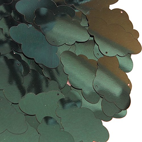 Forest Green Sequin Cloud 1.5 inch Metallic Couture Paillettes. Made in USA. For embroidery, costume, embellishment
