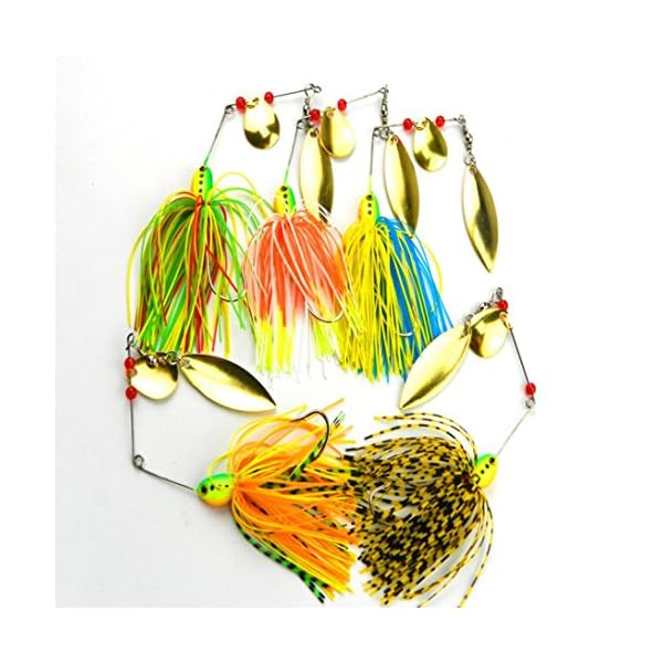 Laimeng5pcs-Mixed-Color-Spinner-Fishing-Lures-Bass-Tackle-Hook
