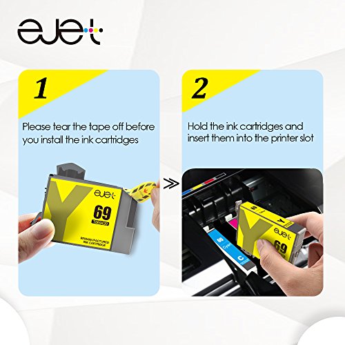 E-jet Remanufactured for Epson 69 Ink Cartridge use with Stylus C120 CX5000 CX6000 CX8400 CX9400 NX115 NX215 NX305 NX400 NX410 NX415 NX515 WorkForce 30 40 600 610 615 1100 1300 (10 Pack)