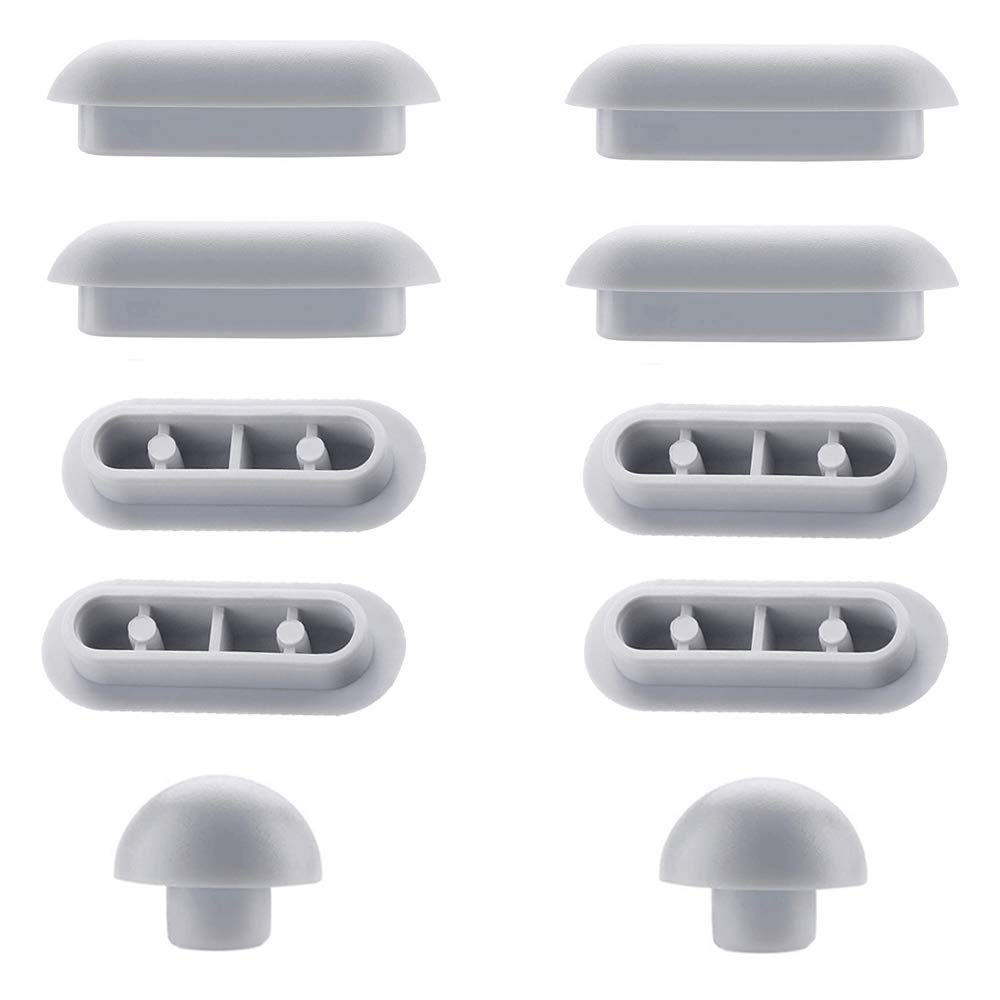 10 Piece Toilet Seat Bumpers - Noise Dampening Set for Home & Hotel Bathrooms (Grey)