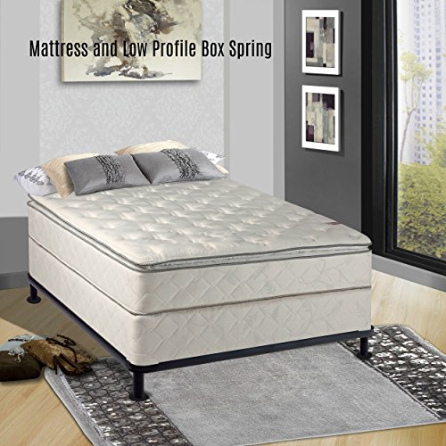Continental Sleep 10 Medium Plush Innerspring Pillowtop Mattress and 4-inch Box Spring/Foundation Set, No Assembly Required Full Size