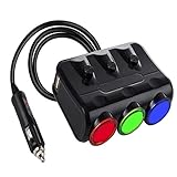 YAKER 3-Socket Cigarette Lighter Power Adapter, 2-Port 12/24V DC Cigarette Lighter Splitter Outlet Power Plug with Car Charger for iPhone iPhone7s/7/7 Plus,iPad, Samsung Galaxy
