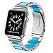 GreenInsync Bands for Apple Watch 38mm Metal, Special Edition Stainless Steel Wristbands Buckle Clasp Watch Strap Replacement Bracelet W/Silicone Gray Cover Blue for Apple Watch Series 3/2/1