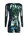 IRISIE Women Long Sleeve V Neck Sequin Bodycon Party Romper Jumpsuit