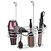 mDesign Hair Dryer Holder - Over Door Rack for Heated Tool and Hair Dryer Storage - Hanging Basket and Stand - Silver
