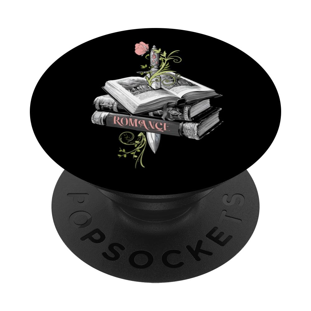 Books and Dagger With Florals Women Dark Romance Booktrovert PopSockets Swappable PopGrip