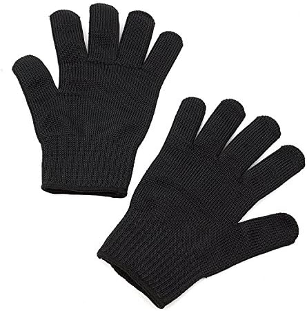 AnSier Black Cut Resistant Gloves Stainless Steel Wire Mesh Level 5 Protection (1 Pair, Black)