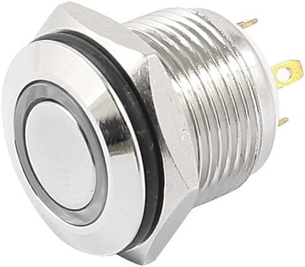 Sourcingmap 16mm Blue Ring LED 4 Terminal Momentary Push Button Switch 1NO DC 3-5V