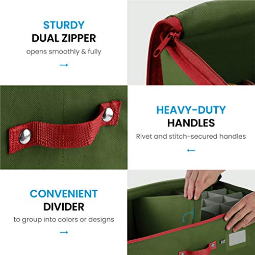image for ZOBER Underbed Christmas Ornament Storage Box Zippered Closure - Store