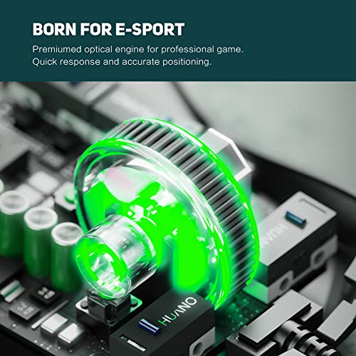 INPHIC Souris USB Filaire, 3200 DPI, 6 Boutons programmables, ergonomie, 4 LED de Respiration rétroéclairées, Souris Filaire pour PC, Compatible avec Windows 7/8/10 / XP/Vista