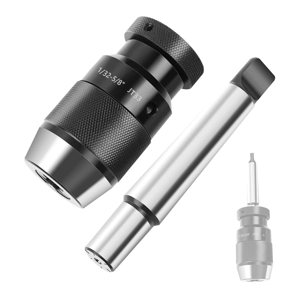 Photo 1 of Heavy Duty Drill Press Chuck, 1/32"- 5/8" Keyless Drill Chuck JT33 Mount with Highly Precise MT2 Drill Chuck Arbor