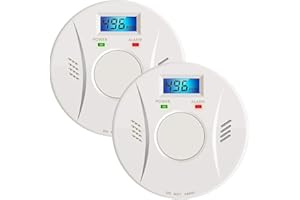 LECOOLIFE Smoke Detector and Carbon Monoxide Detector co2 detector Battery Powered with Test/Reset Button 2 Pack