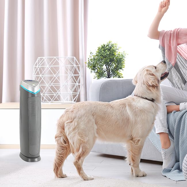 GermGuardian 5-In-1 HEPA Air Purifier for Home, Large Rooms Up To 915 Sq. Ft. with HEPA Pet Air Filter, UV-C Light & Odor Reduction, AC5250PT, 28