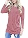 MOLERANI Women's Casual Long Sleeve Round Neck Loose Tunic T Shirt Blouse Tops,Pink,L