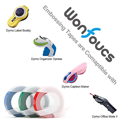 Wonfoucs Replace DYMO 3D Plastic Embossing Label Tape Compatible with DYMO Organizer Xpress Label Maker, Red/Blue/Green, 3/8 Inch, 3 Combo Rolls - Thumbnail 2
