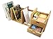 Natural Bamboo Desk Organizer with Extendable Storage and Two Drawers for Office and Home, Expandable Desk Tidy Bamboo Bookshelf