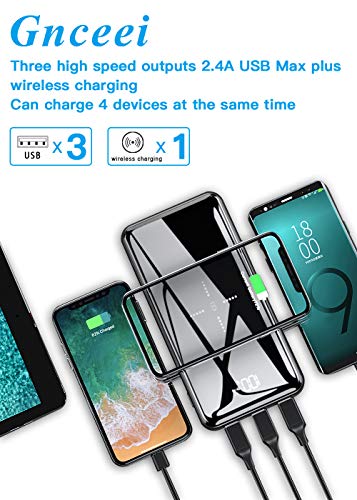 Portable Charger Wireless Power Bank 25000mAh - High Capacity with LCD Digital Display,3 USB Output & Dual Input External Battery Pack Compatible Smart Phones,Android Phones,Tablet and More