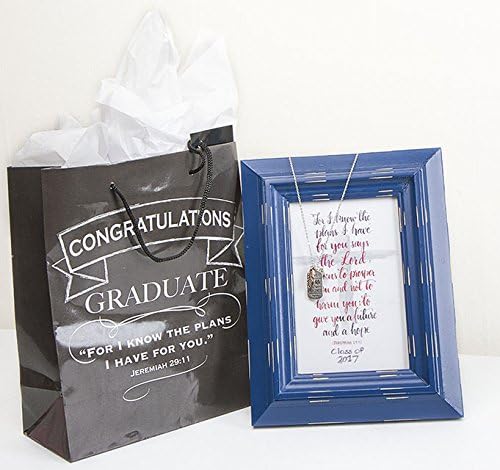 Graduation Gift Class of 2017 Complete Package Inspirational Necklace and Framed Scripture Verse and Includes Gift Bag and Tissue paper