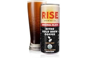 RISE Brewing Co. | Original Black Nitro Cold Brew Coffee | Sugar and Gluten-Free, Vegan | Organic & Non-GMO | Low Acidity | 7 fl. oz. Cans (4 Pack)