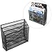 Black Metal Mesh Stair-Step Design 3 Compartment Countertop Brochure Rack / Desktop Magazine Holder