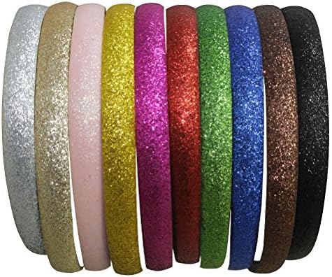 1cm Glitter Headband Sparkle Plastic Hair Bands with Teeth (Glitter hair bands 10pcs)