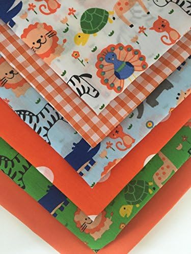 The Craft Junction 6x Polycotton Fat Quarter Bundle THE BIG 5 Nursery and Children's Safari Jungle Animal Fabric 50 x 56cm Craft Bunting