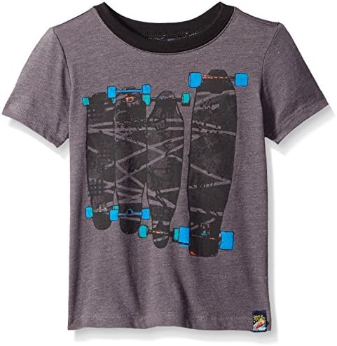Charlie Rocket Boys' Short Sleeve Graphic Tee, Single Dye Ebony, 3T